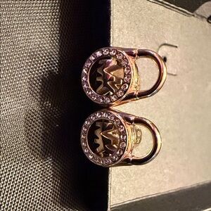 Michael Kors Gold Padlock Earrings with Crystals